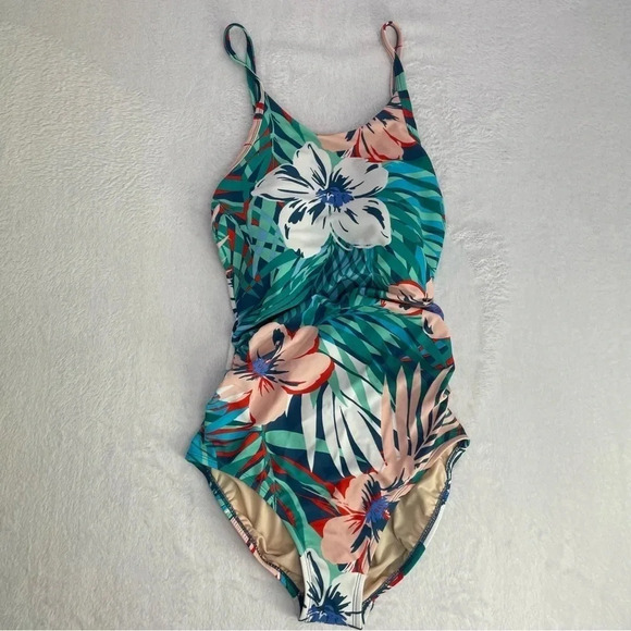 Kona Sol Floral High Neck High Coverage One piece swimsuit - Picture 2 of 6
